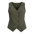 thumbnail image 5 of Vest Tops for Women Cotton Linen Button Down Gauze Shirts Sleeveless Business Casual Summer Tops for Women Going Out Tank Vests Top Army Green L, 5 of 5