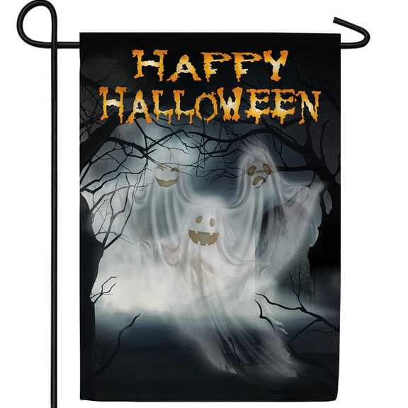America Forever Halloween Ghost Garden Flag Double Sided Vertical 12.5 x 18 inches Decorative Flags for Outdoors, Porch, Yard, Spooky Halloween Garden Flags
