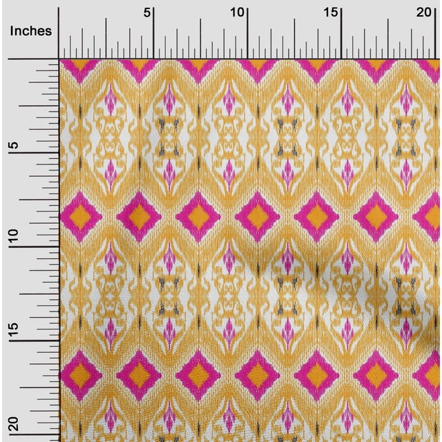 oneOone Cotton Poplin Fabric Geometric Ikat Print Sewing Fabric BTY 56 Inch Wide