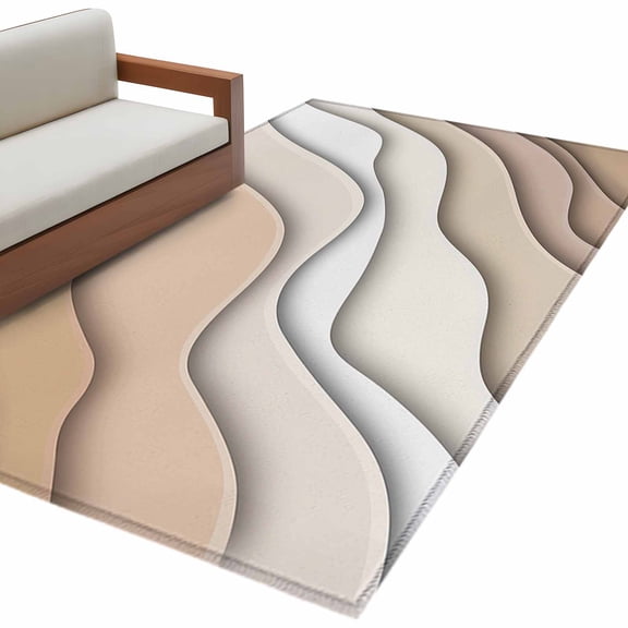 Beige Ombre Area Rug 3x5 FT, Non Slip Entryway Bedside Carpet, Modern Geometric Abstract Aesthetic Cream Washable Soft Floor Carpet Indoor Mat Non-Shedding Throw Rug for Dorm Kitchen Home Office