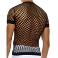 thumbnail image 4 of Herrnalise - Camiseta de malla de red para hombre, ajustada, de manga corta, con músculos, de malla hueca, divertida, transpirable, de red de pesca, de manga corta, a la moda, color negro, L, 4 of 5