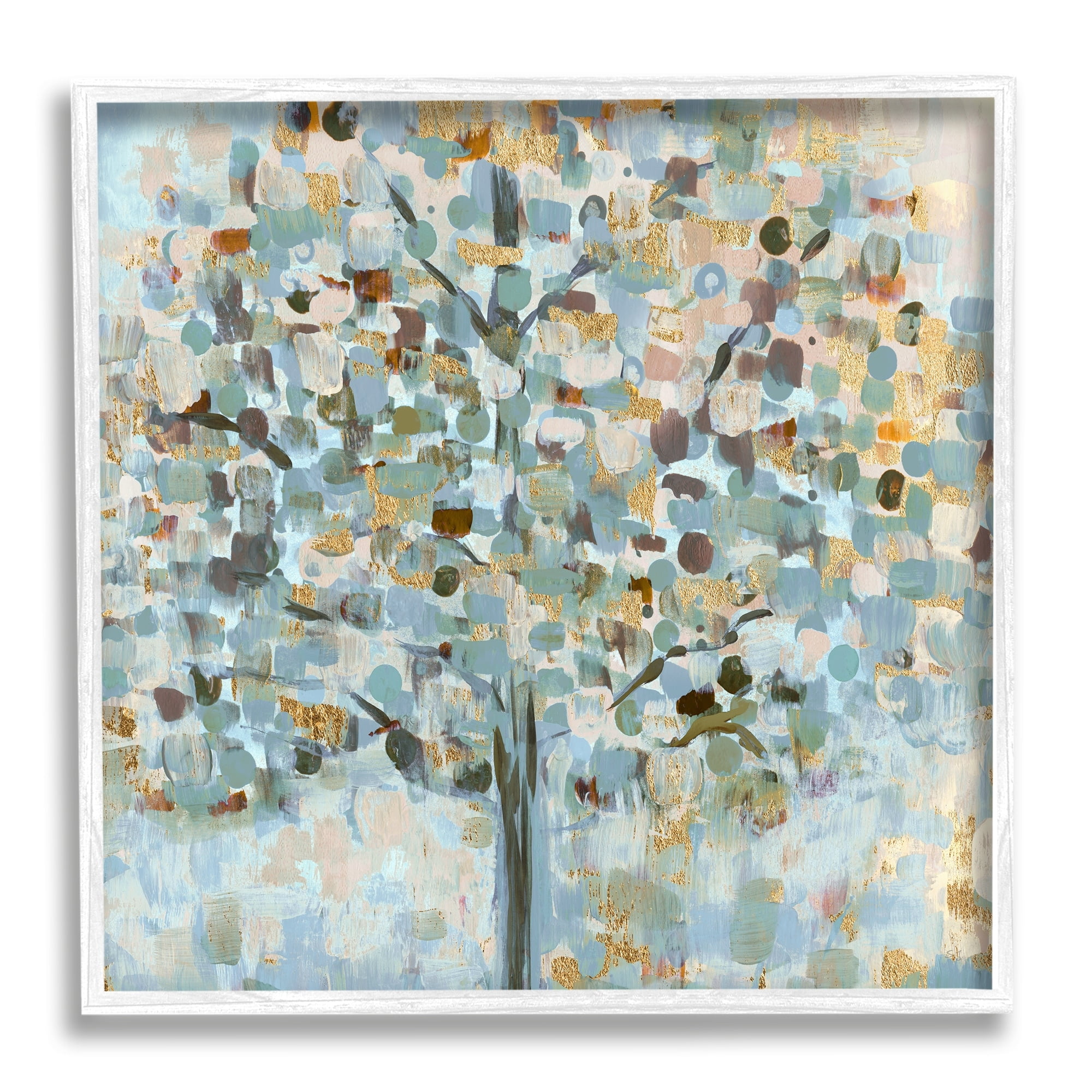 Stupell Industries Abstract Speckled Tree Leaves Nature Painting Glam Detail Painting White Framed Art Print Wall Art, Design by Susan Jill