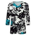 thumbnail image 4 of Susanny Women’S White 3/4 Sleeve Shirts Half Sleeve V Neck Shirts for Women Tshirts on Clearance Floral Elbow Boho Tops Plus Size Fashion Blouses for Women for Work Black XL, 4 of 4