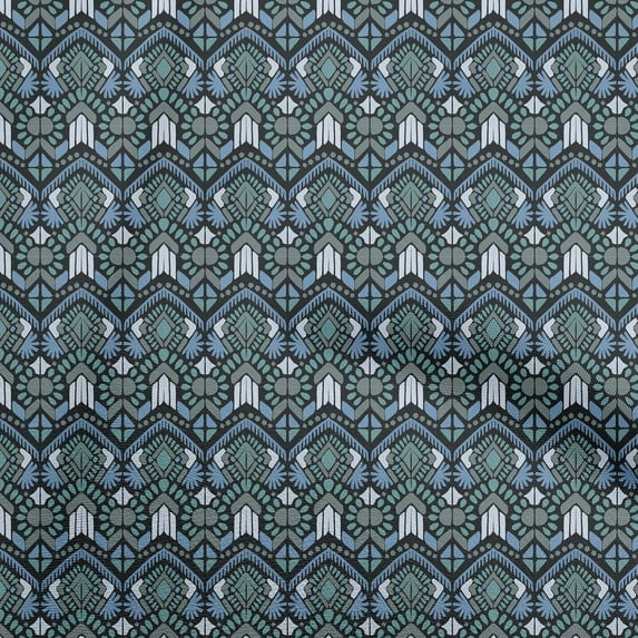 oneOone Cotton Cambric Dark Teal Blue Fabric African Dress Material Fabric Print Fabric By The Yard 56 Inch Wide