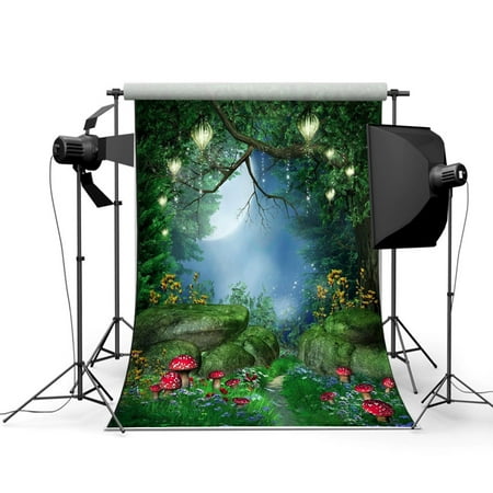 5ftx7ft Fairytale World Green Forest Background Studio Photo Video Photography Party Decorations Backdrop Screen