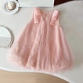 thumbnail image 4 of WRKEKC Toddler Summer Dress Sleeveless Round Neck Solid Color Tulle Bowknot Soft Breathable Comfortable Cotton 2-10 Years, 4 of 5