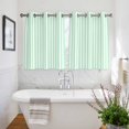 thumbnail image 3 of Green White Stripe Kitchen Curtains Short 54 Inch Length, Modern Minimalist Geometric Striped Grommet Top Bedroom Living Room Curtains, Light Filtering Cafe Curtain Drapes 2 Panels Set 84''x54'', 3 of 9