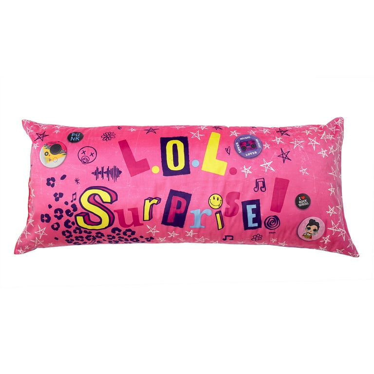 L.O.L Surprise Kids Body Pillow Extra Large 4 Feet Long Reversible Purple and Pink MGA