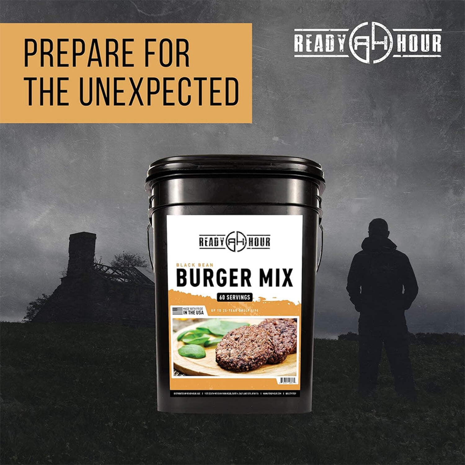 Black Bean Burger Mix, Real Non-Perishable Recipe, 25-Year Shelf Life, Emergency and Adventure Food Supply, Includes 10 Resealable Pouches, 60 Servings