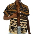 thumbnail image 2 of Uorisanigo Brown Polynesian Matching Couple Outfits Husban and Wife Clothing Men's Button Down Shirt Size L Summer Hawaiian Tops and Chic Women's Short Sleeve Shirts, 2 of 8
