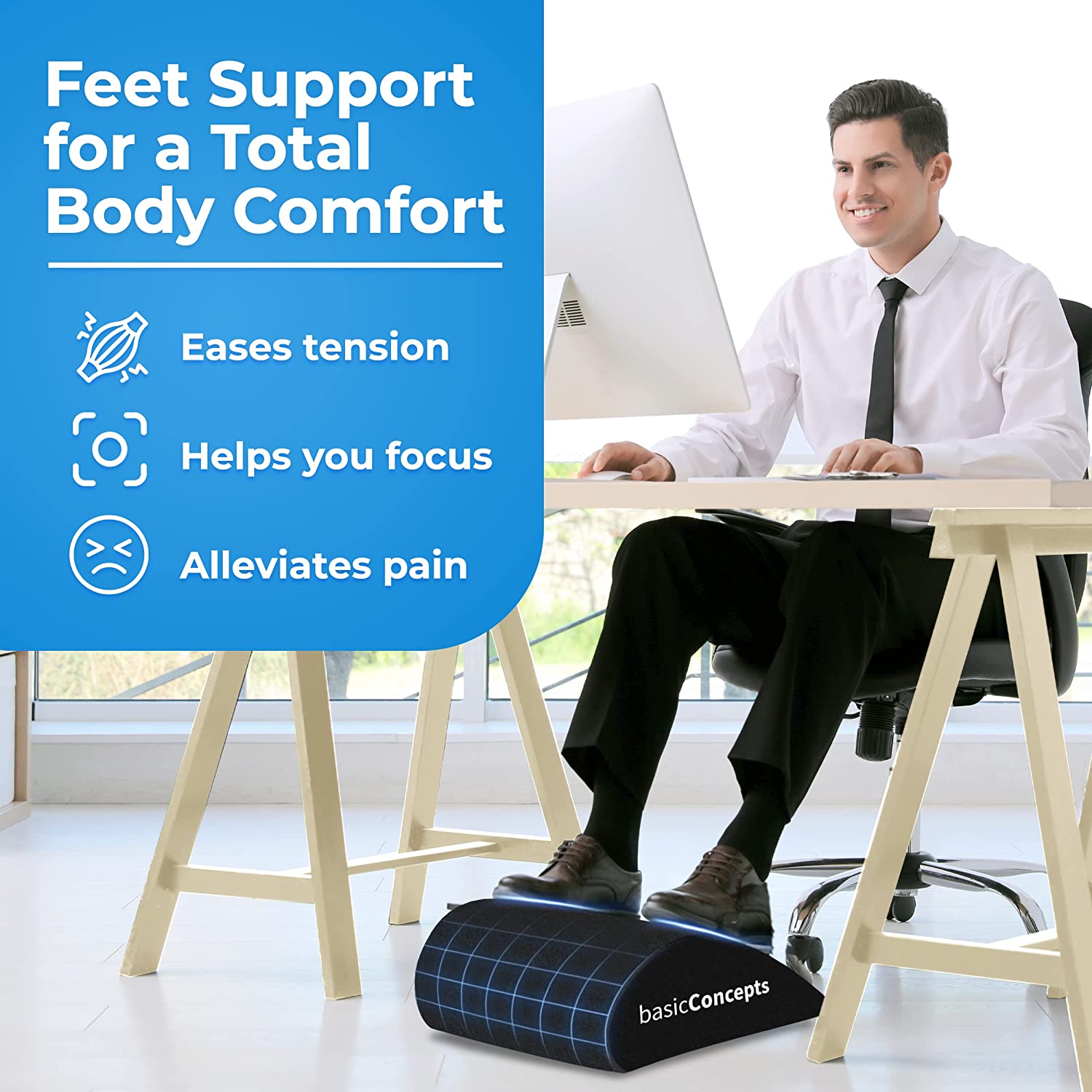 Teardrop Style Foot Rest for Under Desk at Work (Soft but Firm), Ergonomic  Office Desk Foot Rest, Under Desk Footrest with Washable Cover, Desk Foot  Stool Work from Home Accessories 