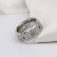 thumbnail image 5 of Matte 9mm Titanium Steel Mens Ring Men Wedding Band AAA CZ Man Ring, 5 of 7