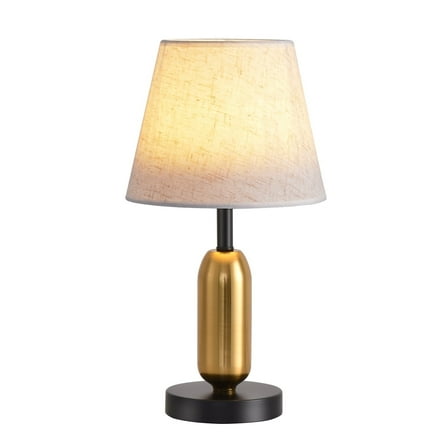 Golden Table Lamp for Bedroom, 3-Way Dimmable Gold Bedside Lamps for Nightstand with Fabric Shade, Desk Lamp for Kids Reading, Home Office