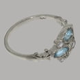 thumbnail image 4 of LBG British Made 925 Sterling Silver Ring with Synthetic Cubic Zirconia & Natural Blue Topaz Womens Statement Ring - 33 size options - Size 7.25, 4 of 6