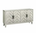 thumbnail image 2 of George Vintage Accent Cabinet, Storage Cabinets with 4 Doors, Adjustable Shelves, Solid Wood Legs, and Striped Design, Champagne, 2 of 9