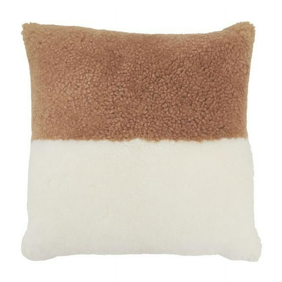 Saro Lifestyle Luxurious Sheep Fur Poly Filled Pillow with Two-Tone Elegance