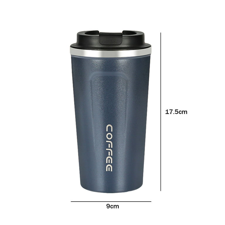  12 Oz Insulated Coffee Mug with Push Button Lid - Leakproof  Reusable Travel Thermos Water Bottle - 304 Food Grade Stainless Steel Tumbler  Cup for Coffee, Water, Tea - 12 Hours