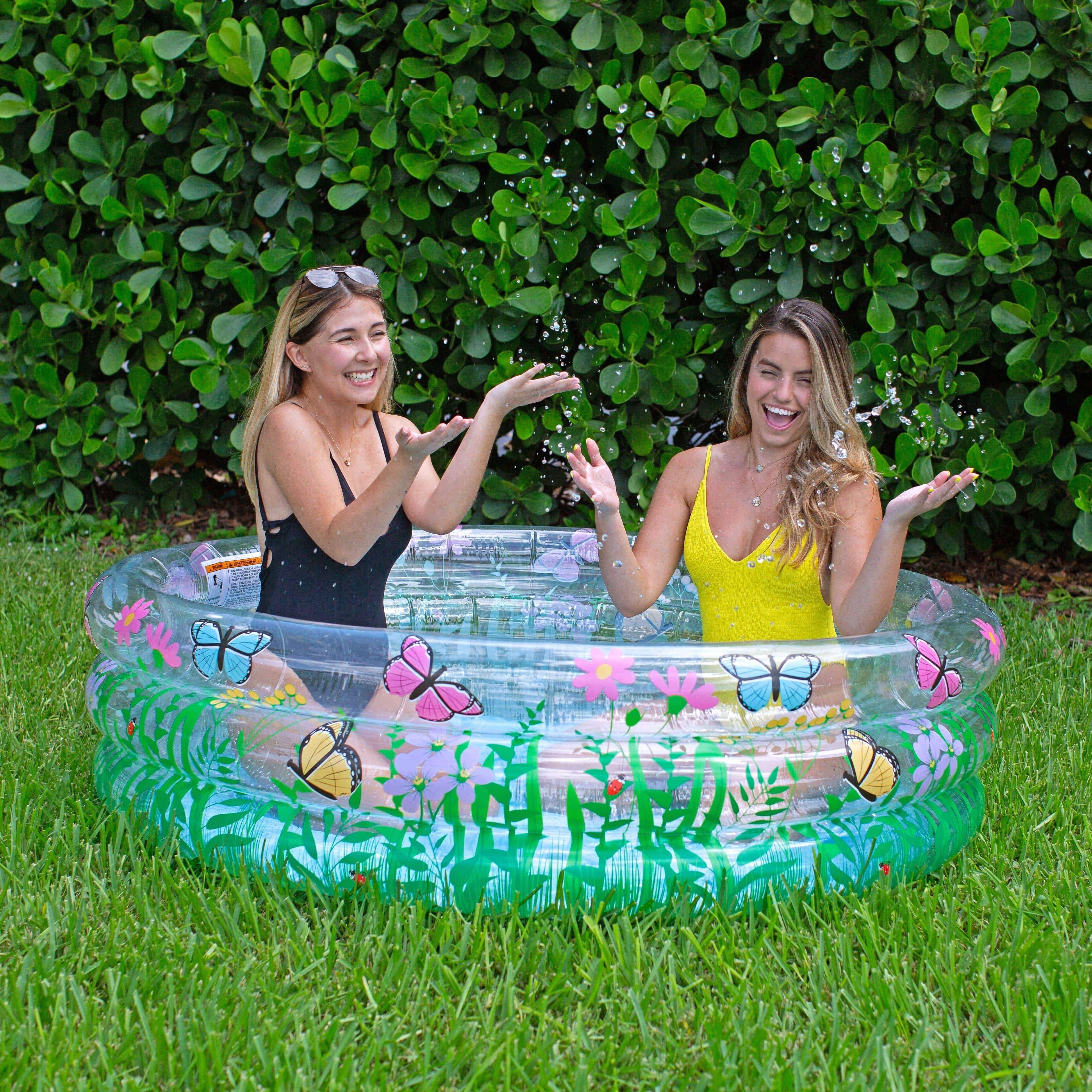 PoolCandy Inflatable Designer Sunning Pool - Butterfly Garden Party