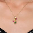 thumbnail image 3 of Gem Stone King 18K Yellow Gold Plated Silver Red Created Ruby and Pink Created Sapphire and Green Nano Emerald Pendant for Women (1.70 Cttw, Gemstone July Birthstone, Heart Shape 5MM, 18 inch Chain), 3 of 6