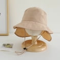 thumbnail image 4 of Krdevn Solid Neck Flap Kids Fisherman Sun Hat Adjustable Chin Strap UPF 50+ Breathable Outdoor Beach Cap for Toddler Boys Girls, 4 of 5
