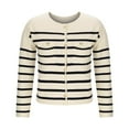 thumbnail image 5 of AGWOLF Womens Cardigan Sweaters Casual Striped Button Up Coat Outwear Knit Lightweight Long Sleeve Jackets with Pockets, 5 of 5