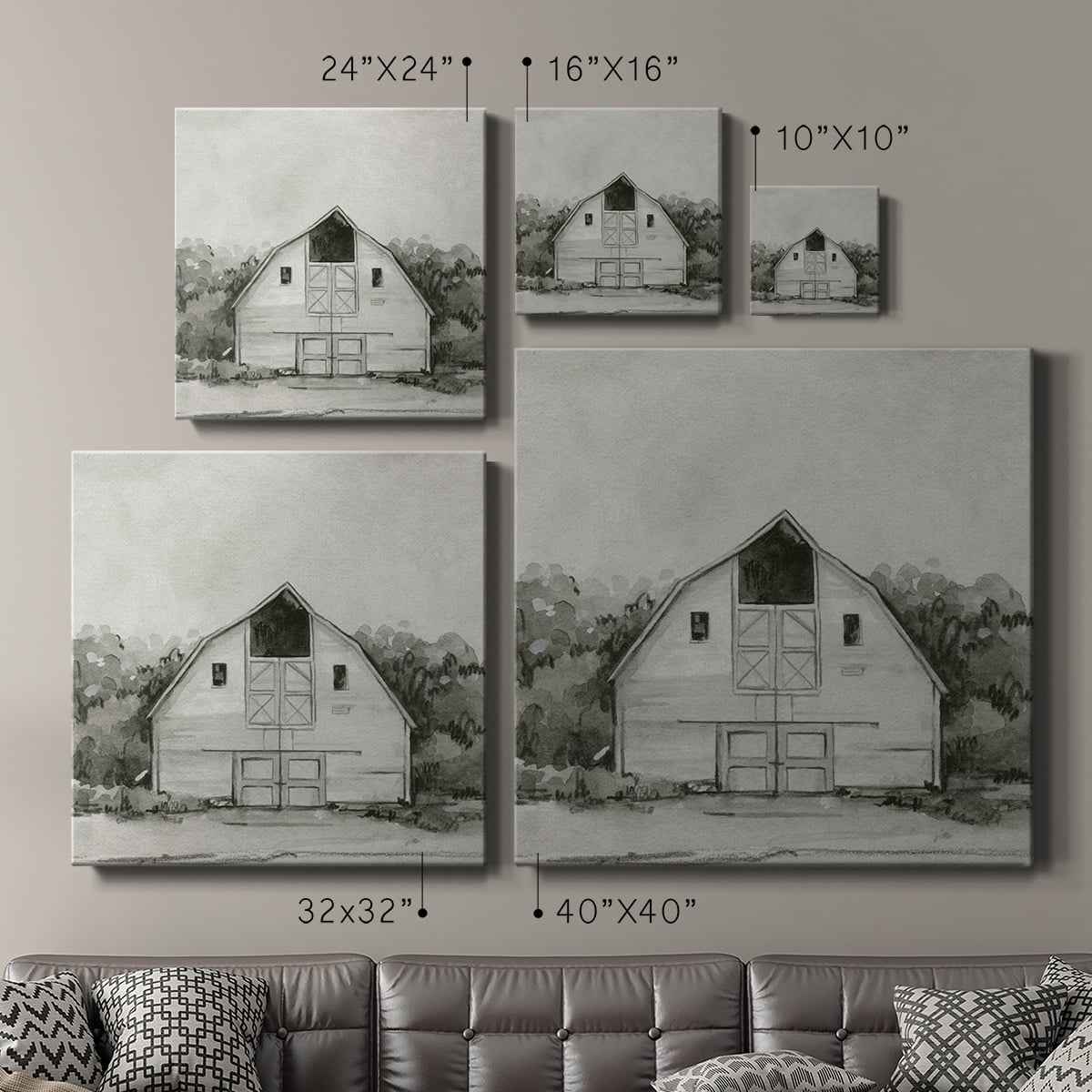 Wexford Home Solemn Barn Sketch III-Premium Gallery Wrapped Canvas, 10" x 10" - Ready to Hang