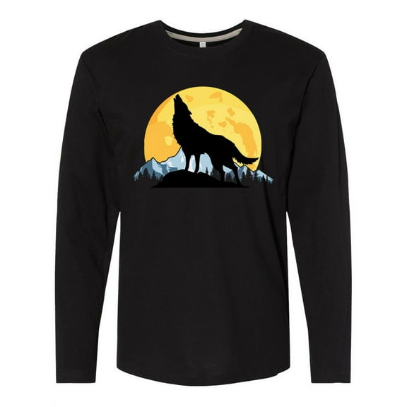 Inktastic Wolf Wilderness Mountains Moon Long Sleeve T-Shirt