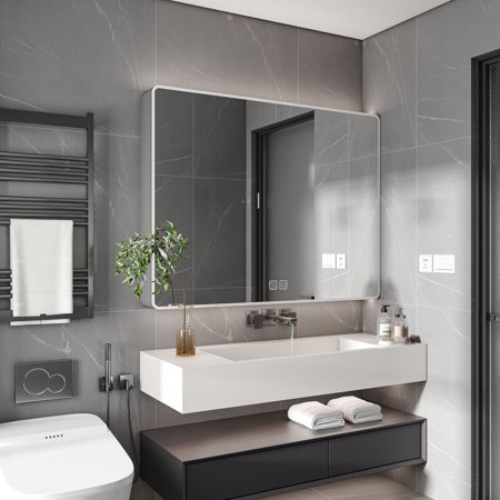 High - quality Aluminium Defogging and 3 - color LED - Safe and Convenient Bathroom Makeup Mirror