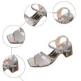 thumbnail image 5 of Rokment Womens Glitter Sequin Metallic Dressy Sandals Bling Square Toe Chunky Block High Heels Summer Dress Shoes for Bride Wedding Summer Silver Size 7.5, 5 of 7