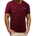 thumbnail image 2 of Miluxas Mens V Neck T-Shirts Short Sleeve Basic Tee Shirt Summer Casual Lightweight Stretch Active Tops with Pocket Wine M(M), 2 of 9