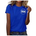 thumbnail image 3 of TSADFHJI T-Shirt en Coton Blanc pour Femmes Mode Décontractée Imprimé Col Rond Manches Courtes Chandail T-Shirt m Bleu, 3 of 4