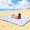 Blue and White With Stake, variant on 80 x 80 Inch Extra Large 3-Layer Thick Picnic Beach Blanket, Waterproof Sandproof Oversized XL Outdoor Mat, Foldable Compact Machine Washable Camping Lawn Mat, Blue White Stripe Portable Family Mat f