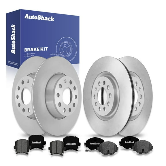 AutoShack Front Vented & Rear Solid Brake Rotors   Premium Ceramic Pads 12-PC Brake Kit Replacement for 2019-2021 Volkswagen GTI 2018-2019 Volkswagen Golf Alltrack