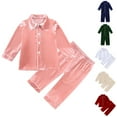thumbnail image 4 of Kids Satin Pajamas Kids Girls Boys Short Sleeve Button-Down Nightwear with Pants Summer Clothes for Girls Boys Pajamas Size 7-8 Years, 4 of 4