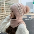thumbnail image 2 of Winter Scarf Hat with Fleece Lining, Thick Knit Warm Beanie for Cold Weather, 2 of 4