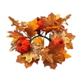 thumbnail image 2 of geerera Fall Harvest Candle Ring with Pumpkin & Maple Leaves, Artificial Thanksgiving Wreath for Pillar Candles, Rustic Autumn Tabletop Centerpiece for Home, 11", 2 of 6