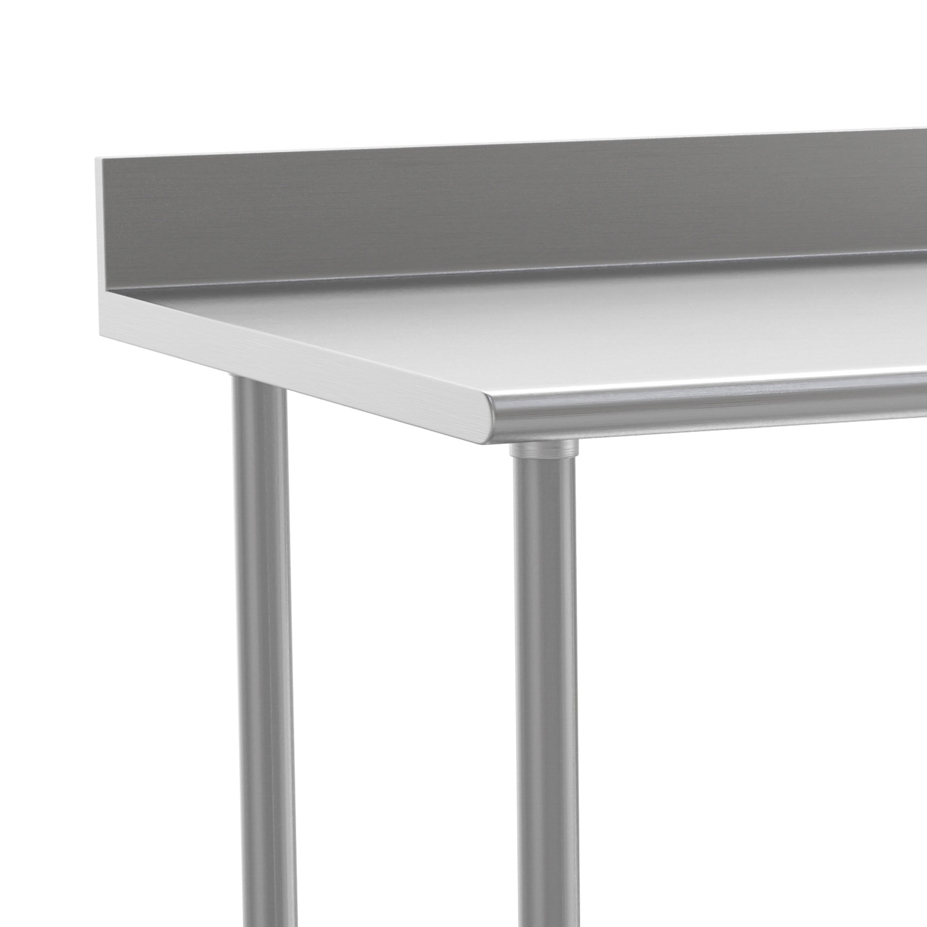 BizChair 30" x 36" Adjustable Shelf Stainless Steel General Purpose Table with 4" Backsplash