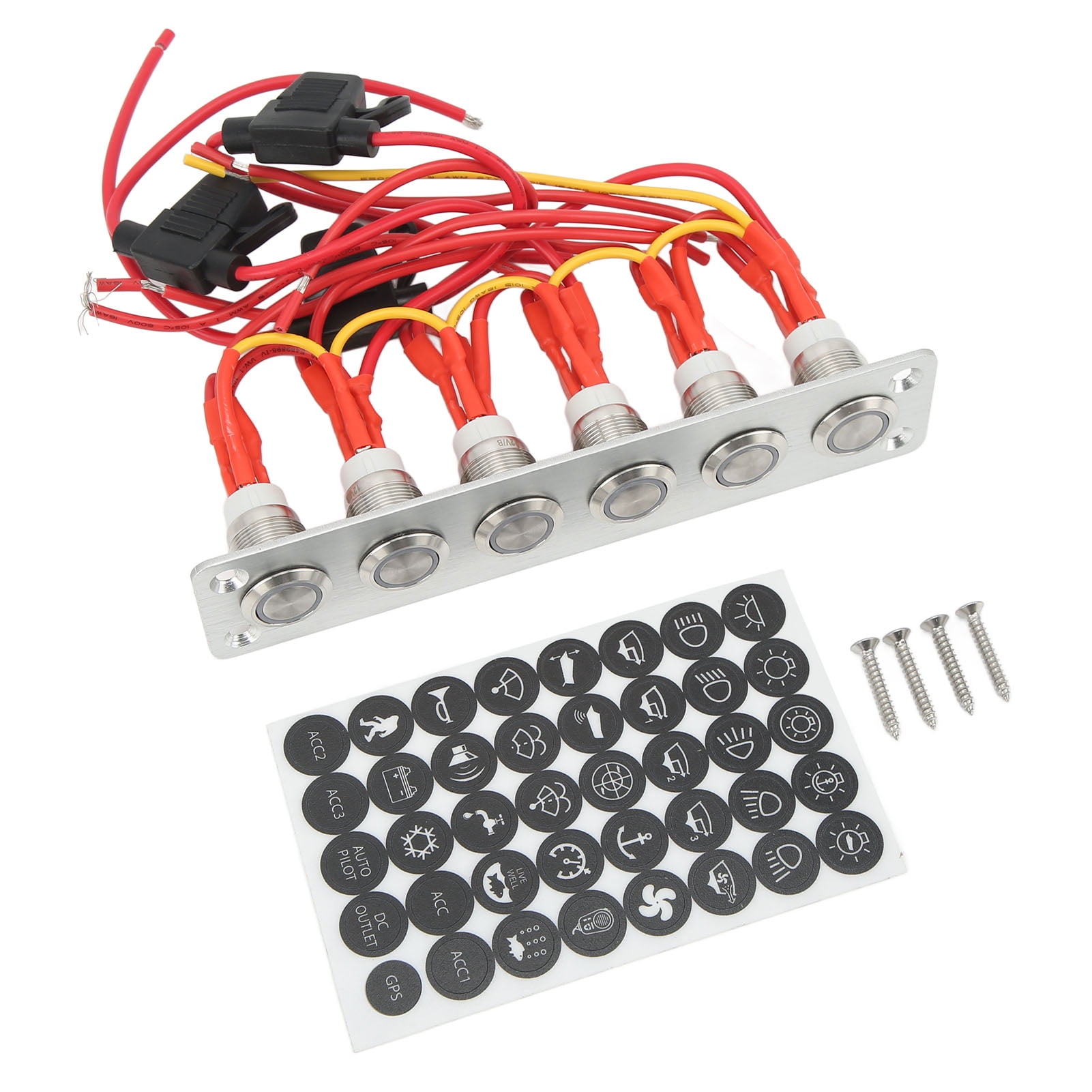 Ccdes Blue Backlit Switch Panel,Pre Wired 6 Gang Push Button Switch