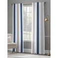 thumbnail image 4 of Navy Blue Striped Sheer Curtains for Living Room Bedroom Geometric Grey White Vertical Stripes Sheer Curtains 96 Inch Long 2 Panels Set Light Filtering Curtain Window Treatments Drapes, 4 of 6