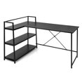 thumbnail image 1 of Costway Reversible L Shaped Computer Desk Corner Workstation with 3-Tier Open Shelf Black, 1 of 1