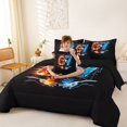 thumbnail image 3 of Manfei Boys Football King Bedding, Six Seven King Bed in a Bag, RedBlue Black Orange, Black Reversible 7-Piece, 3 of 6