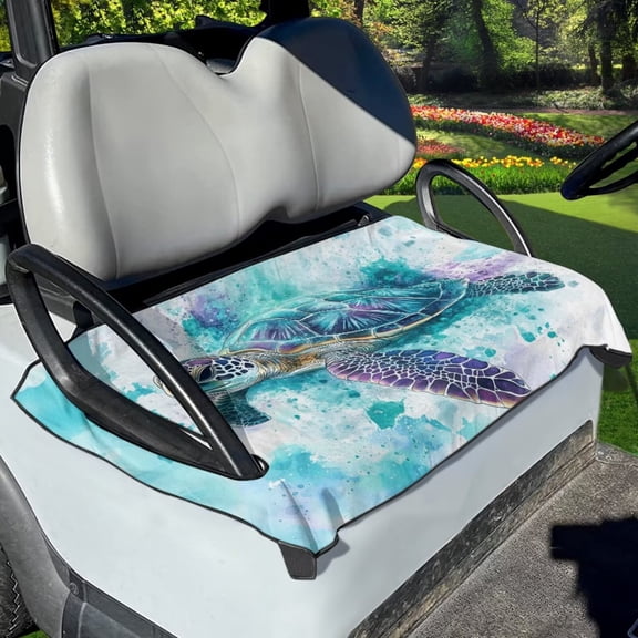 Jeiento Watercolor Sea Turtle Golf Cart Seat Covers Anti-Hot Golf Cart Seat Towel Blanket Golf Cart Accessories for 2-Person Seats Club Car