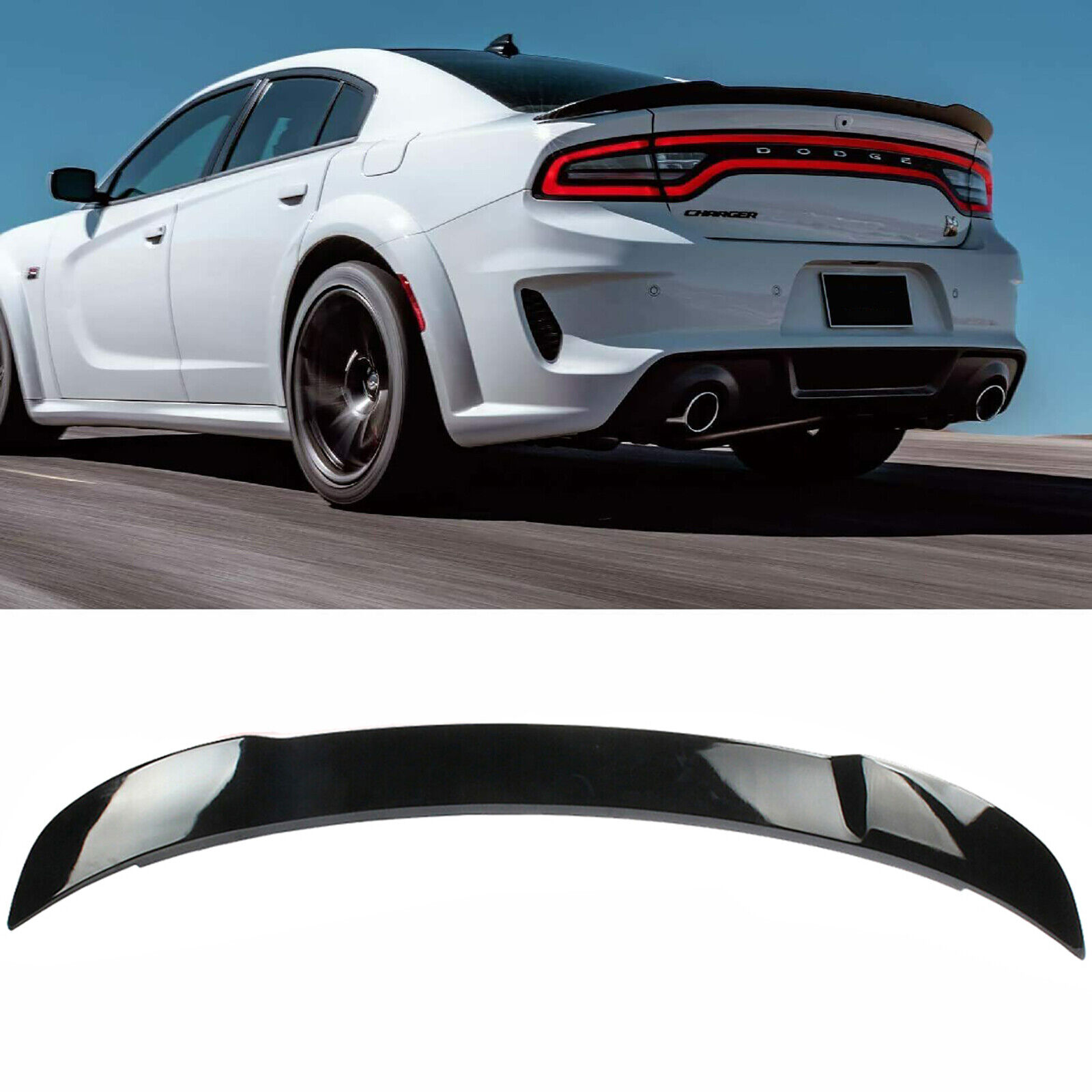 For 20112021 Dodge Charger SRT Rear Spoiler Wing Lip Hellcat Style Gloss Black