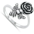 thumbnail image 4 of Fertility Bumble Bee Flower Ring .925 Sterling Silver Band Jewelry Female Male Unisex Size 8, 4 of 4