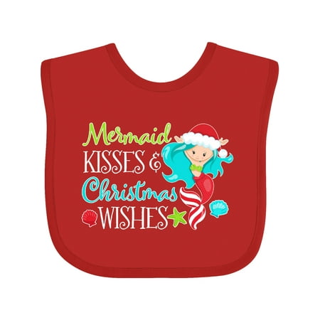

Inktastic Mermaid Kisses and Christmas Wishes with Seashells Gift Baby Boy or Baby Girl Bib