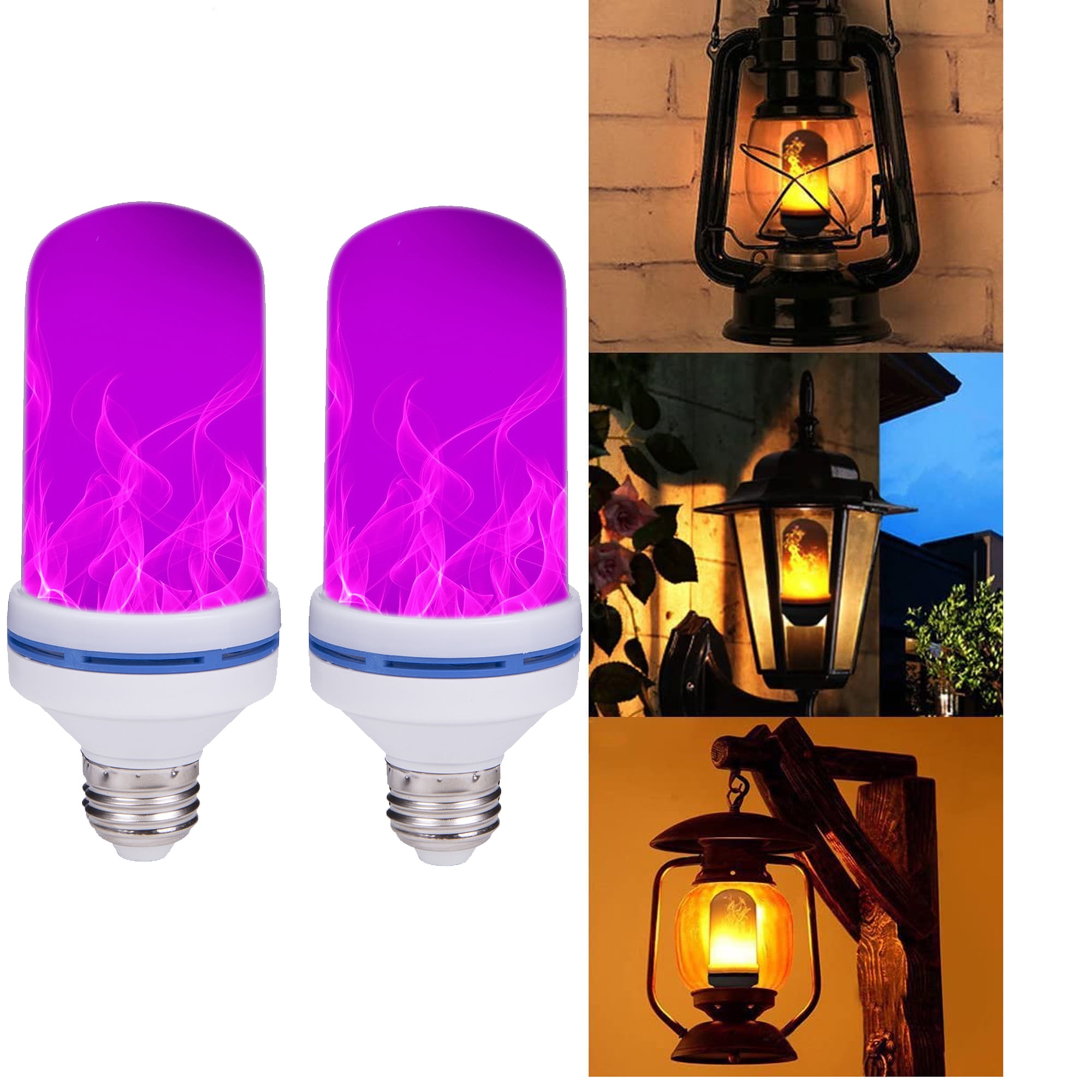2 Pcs LED Flame Effect Fire Light Bulbs, E26 LED Flickering Flame
