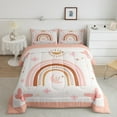 thumbnail image 2 of Erosebridal Colorful Rainbow Comforter Sets King Size,Cute Butterfly Comforter Sets King Size,Pink Flower Stars Bedding King Comforter Set For Princess,Microfiber Bedroom Decor Reversible,3pcs, 2 of 8