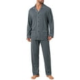 thumbnail image 4 of INSPIRE CHIC Men's 2 Pieces Long Sleeve Button Down Pocket Pattern Pajamas Set M Black White, 4 of 5