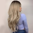 thumbnail image 6 of Brown Blonde Wigs for Women Long Blonde Wavy With Dark Roots Synthetic Wig Heat Resistant, 6 of 6