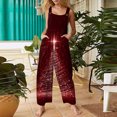 thumbnail image 3 of Women's Casual Sleeveless Christmas Print Cotton Jumpsuit, Vermilion, Size XXXL, 3 of 5
